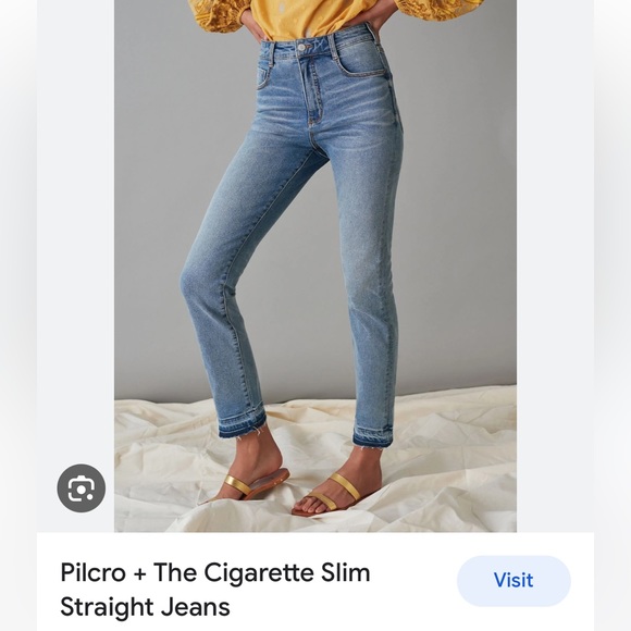 Pilcro | Slim Straight Cigarette Distressed Denim Jeans - Picture 7 of 8